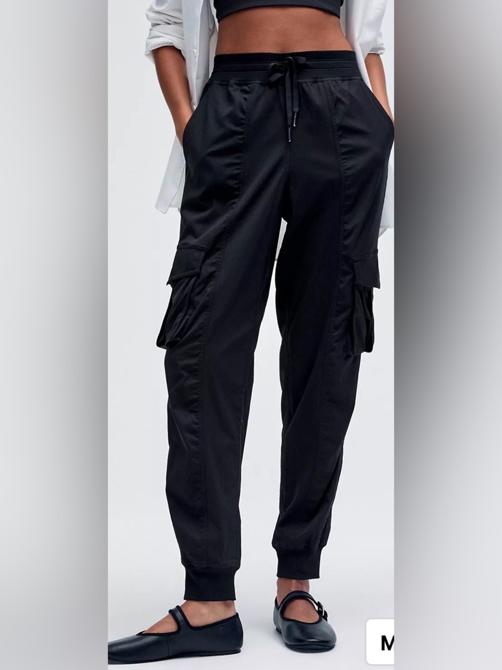 LULULEMON WOMENS Dance Studio Relaxed-Fit MR Cargo Jogger BLK L